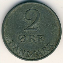 Дания 2 эре 1958 год - Король Фредерик IX