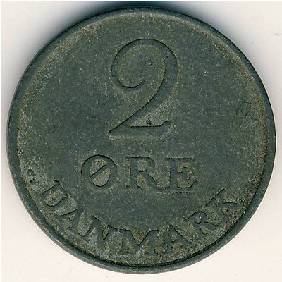 Дания 2 эре 1958 год - Король Фредерик IX