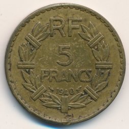 Франция 5 франков 1940 год