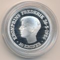 Дания 10 крон 1986 год - 18 лет со дня рождения Кронпринца Фредерика (серебро)