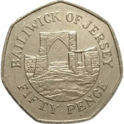 Джерси 50 пенсов 2005 год