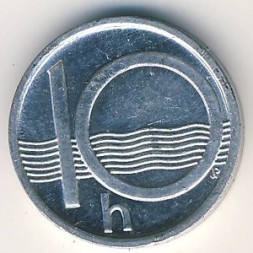 Монета Чехия 10 гелеров 1999 год