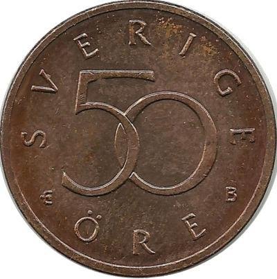 Швеция 50 эре 1994 год - Карл XVI Густав