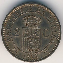 Испания 2 сентимо 1912 год
