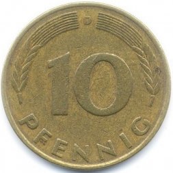 ФРГ 10 пфеннигов 1978 год - D