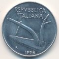 Италия 10 лир 1998 год