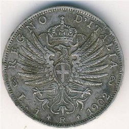 Италия 1 лира 1902 год