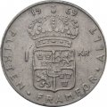 Швеция 1 крона 1969 год - Король Густав VI Адольф