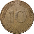 ФРГ 10 пфеннигов 1972 год - J