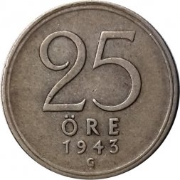Швеция 25 эре 1943 год