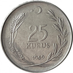 Турция 25 куруш 1969 год
