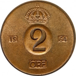 Швеция 2 эре 1964 год - Король Густав VI Адольф