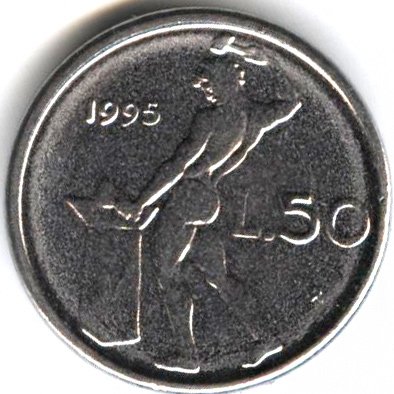 Италия 50 лир 1995 год