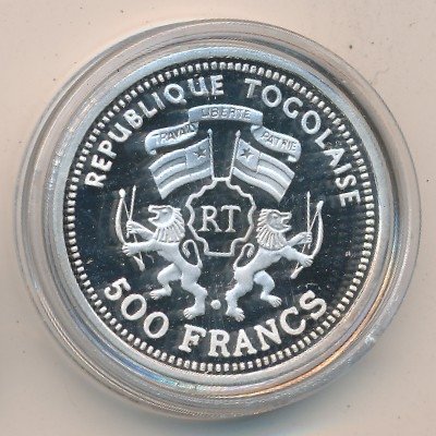 Того 500 франков 1999 год - Три астронавта, космическая капсула и Луна