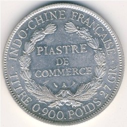 Монета Французский Индокитай 1 пиастр 1906 год