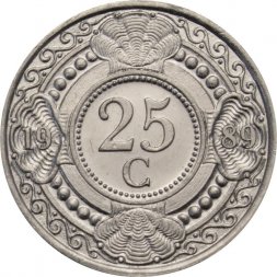 Антильские острова 25 центов 1989 год