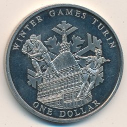 Острова Кука 1 доллар 2005 год - Зимние Олимпийские игры в Турине