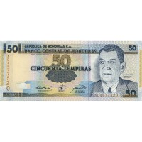 Гондурас 50 лемпир 2001 год - Основатель банка Хуан Мануэль Галвес UNC