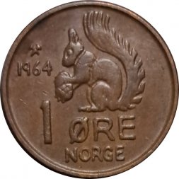 Норвегия 1 эре 1964 год - Белка