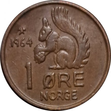 Норвегия 1 эре 1964 год - Белка