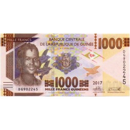 Гвинея 1000 франков 2017 год - Герб Гвинеи. Работы в карьере - UNC