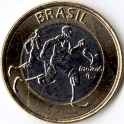 Монета Бразилия 1 реал 2015 год - Паралимпийская лёгкая атлетика