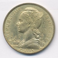 Монета Коморские острова 20 франков 1964 год