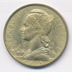 Коморские острова 20 франков 1964 год