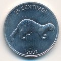 Конго 25 сентим 2002 год - Животные. Конголезская безкоготная выдра