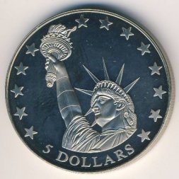 Либерия 5 долларов 2000 год