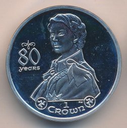 Остров Мэн 1 крона 2006 год - 80 лет Королеве Матери