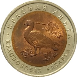 Россия 10 рублей 1992 год - Краснозобая казарка