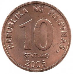 Филиппины 10 сентимо 2005 год