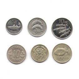 Набор из 6 монет Исландия 1976 - 2001 год