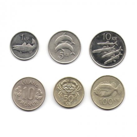 Набор из 6 монет Исландия 1976 - 2001 год