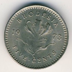 Монета Родезия 5 центов 1973 год