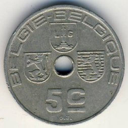 Бельгия 5 сантимов 1940 год BELGIE-BELGIQUE