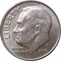 США 1 дайм (10 центов) 2010 год - Франклин Рузвельт (D)