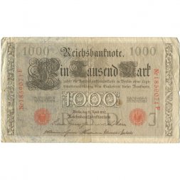 Германия 1000 марок 1910 год (красная печать) - F