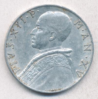 Ватикан 10 лир 1953 год - Папа Пий XII