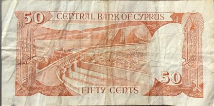 Кипр 50 центов 1988 год - Женщина киприотка. Дамба Гермасойя - F-VF