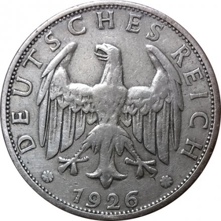 Веймарская республика 2 рейхсмарки 1926 год (E)