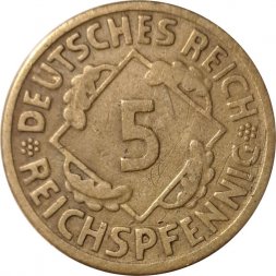Веймарская республика 5 рейхспфеннигов 1926 год (A)