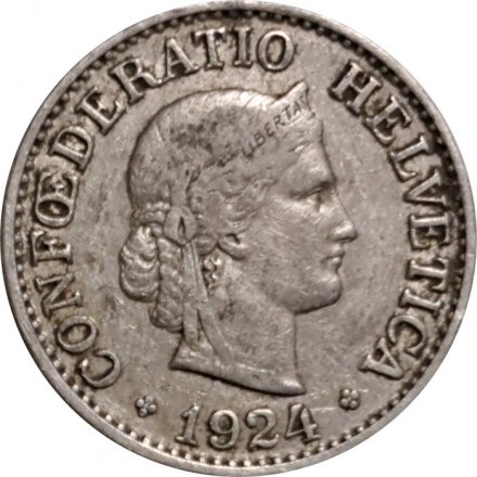 Швейцария 10 раппенов 1924 год