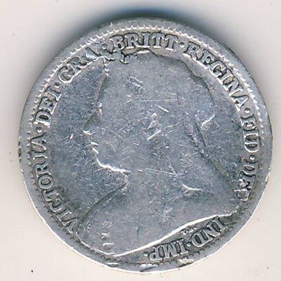 Великобритания 3 пенса 1896 год