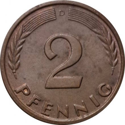 ФРГ 2 пфеннига 1965 год (D)