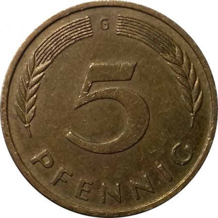 ФРГ 5 пфеннигов 1990 год - G