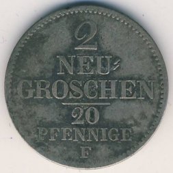Саксония 2 новых гроша 1851 год