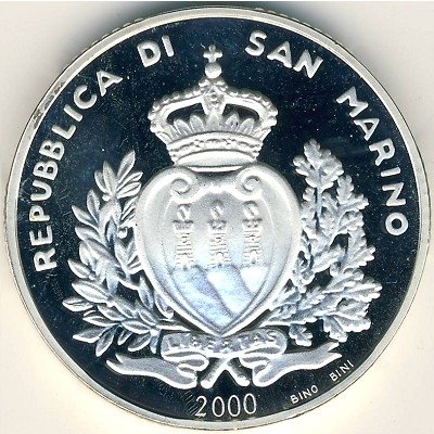 Сан-Марино 10000 лир 2000 год - 2000 лет со дня рождения Иисуса Христа (Мадонна Дони)