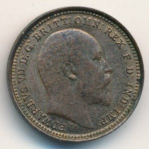 Великобритания 1/3 фартинга 1902 год